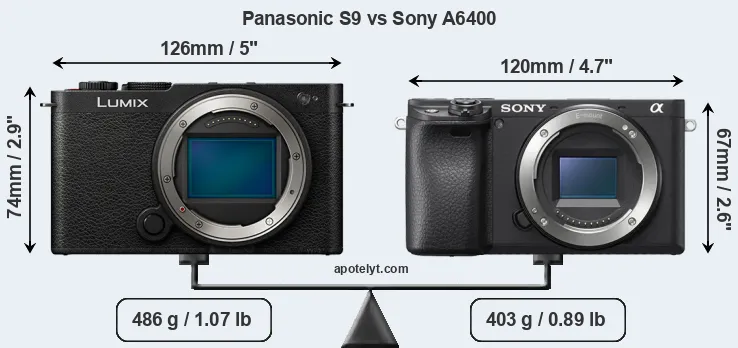Size Panasonic S9 vs Sony A6400