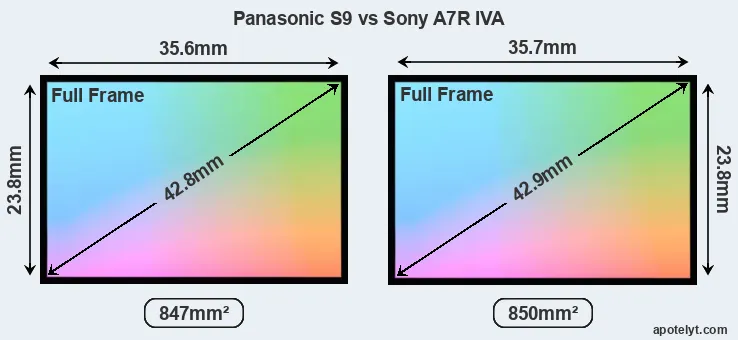Panasonic S9 and Sony A7R IVA sensor measures