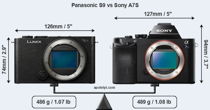 Size Panasonic S9 vs Sony A7S