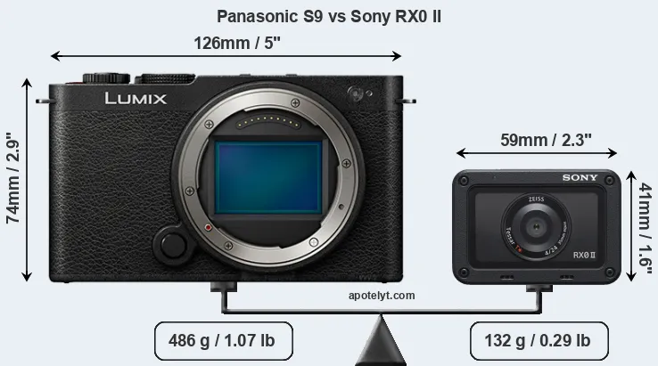 Size Panasonic S9 vs Sony RX0 II