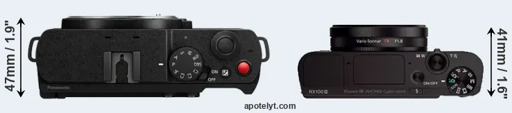 Compare S9 versus RX100 III top