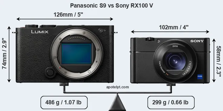 Size Panasonic S9 vs Sony RX100 V