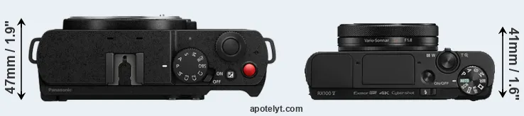 Compare S9 versus RX100 V top