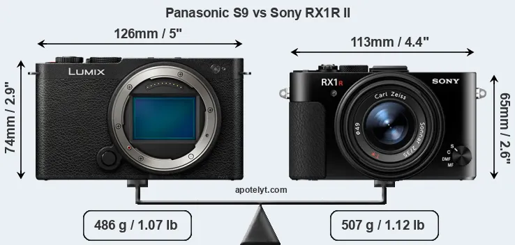 Size Panasonic S9 vs Sony RX1R II
