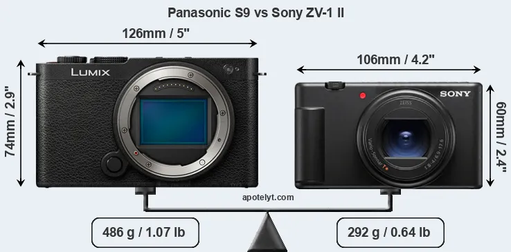 Size Panasonic S9 vs Sony ZV-1 II