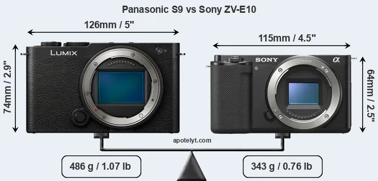 Size Panasonic S9 vs Sony ZV-E10