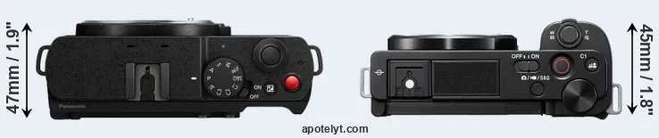 Compare S9 versus ZV-E10 top