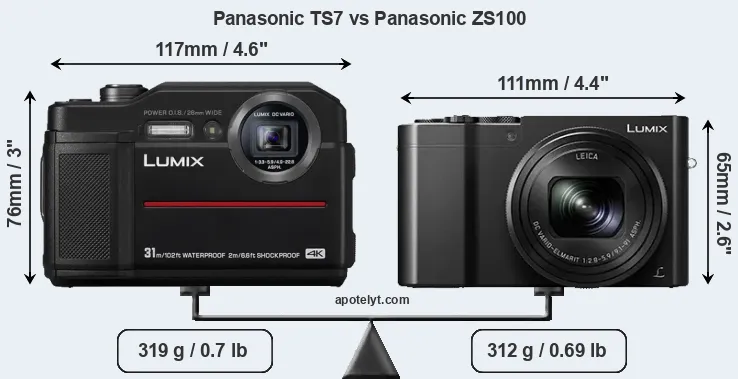 Size Panasonic TS7 vs Panasonic ZS100