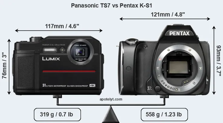 Size Panasonic TS7 vs Pentax K-S1