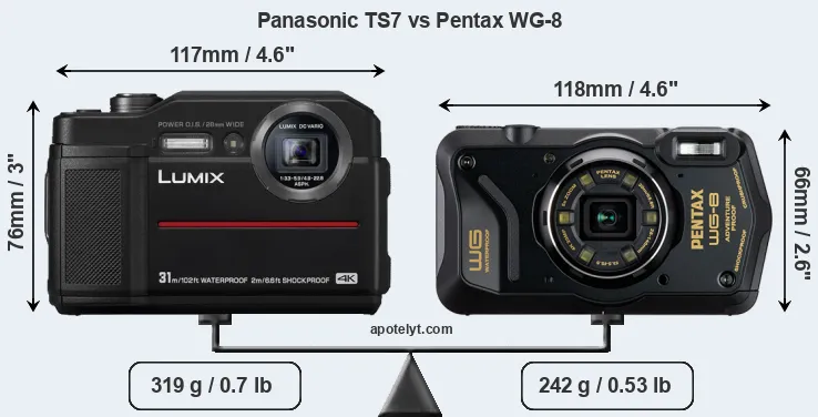 Size Panasonic TS7 vs Pentax WG-8
