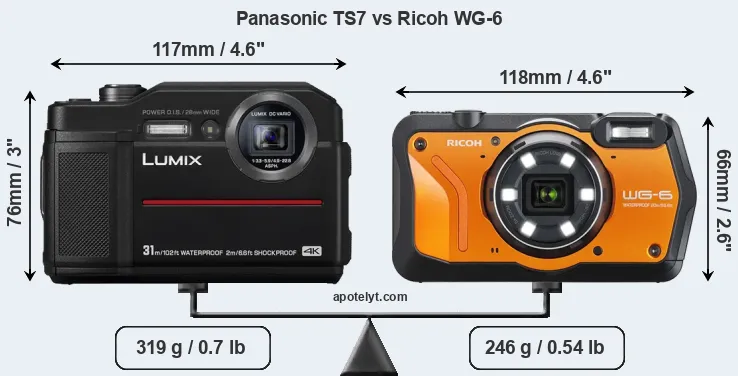Size Panasonic TS7 vs Ricoh WG-6