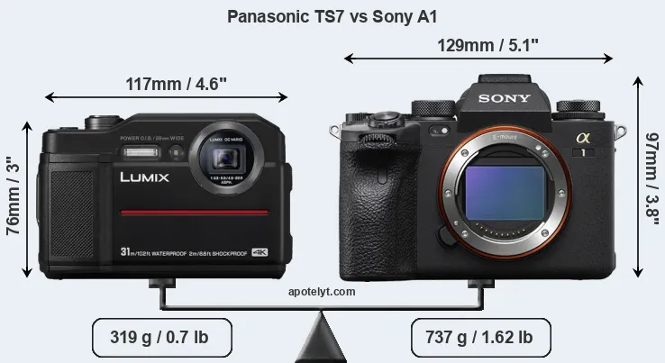 Size Panasonic TS7 vs Sony A1