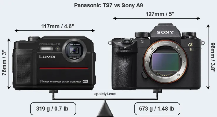Size Panasonic TS7 vs Sony A9