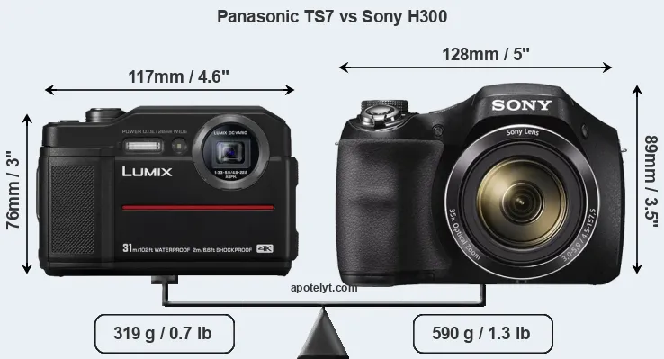 Size Panasonic TS7 vs Sony H300