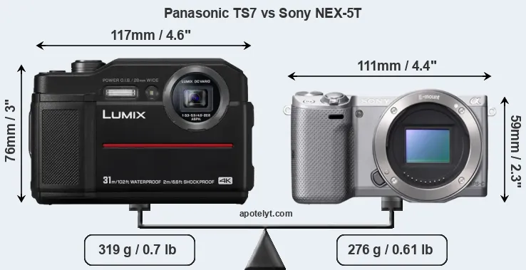 Size Panasonic TS7 vs Sony NEX-5T
