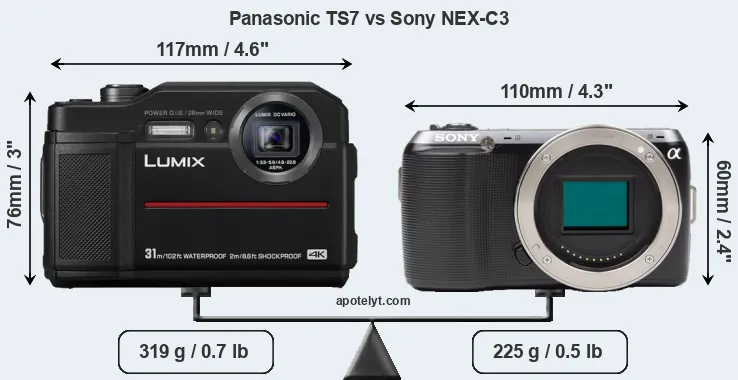 Size Panasonic TS7 vs Sony NEX-C3
