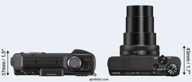 Compare TS7 versus RX100 VII top