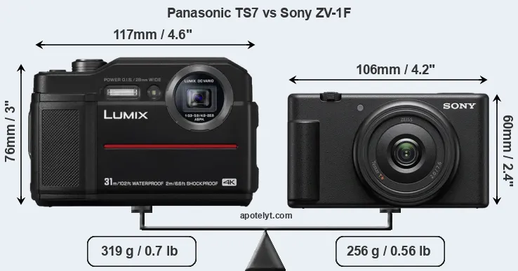 Size Panasonic TS7 vs Sony ZV-1F