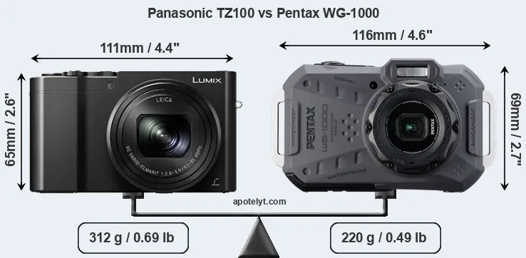 Size Panasonic TZ100 vs Pentax WG-1000
