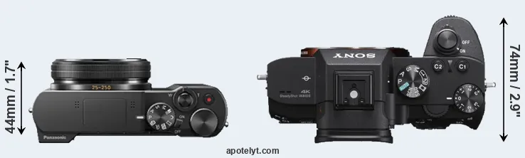 Compare TZ100 versus A7 III top