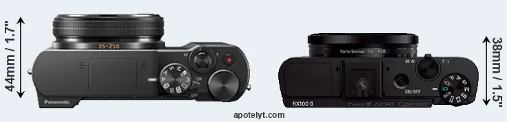 Compare TZ100 versus RX100 II top