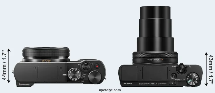 Compare TZ100 versus RX100 VI top
