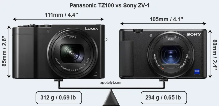 Size Panasonic TZ100 vs Sony ZV-1