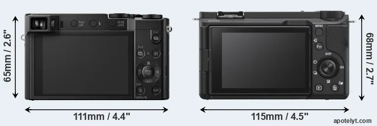 Comparison TZ100 or ZV-E10 II rear