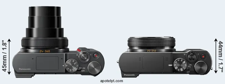 Compare TZ200 versus ZS100 top