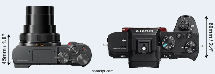Compare TZ200 versus A7R II top