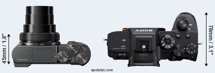 Compare TZ200 versus A7R IV top