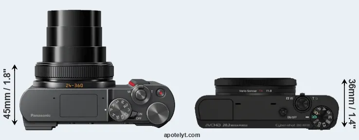 Compare TZ200 versus RX100 top