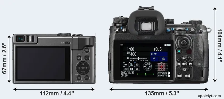 Comparison TZ90 or K-3 III rear