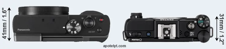 Compare TZ90 versus Pentax Q top