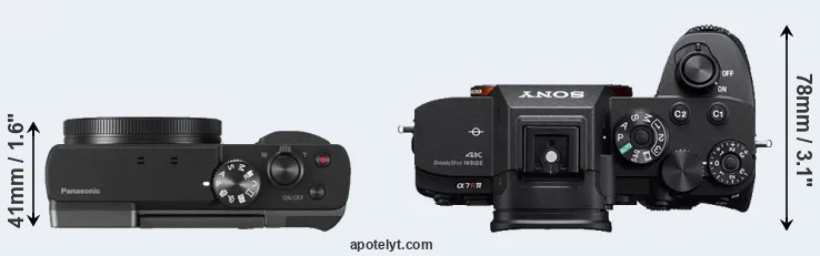 Compare TZ90 versus A7R IV top
