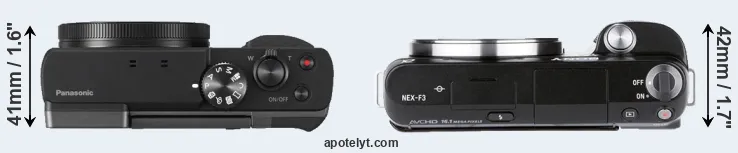 Compare TZ90 versus NEX-F3 top