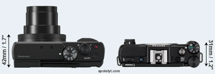 Compare TZ95 versus Pentax Q top