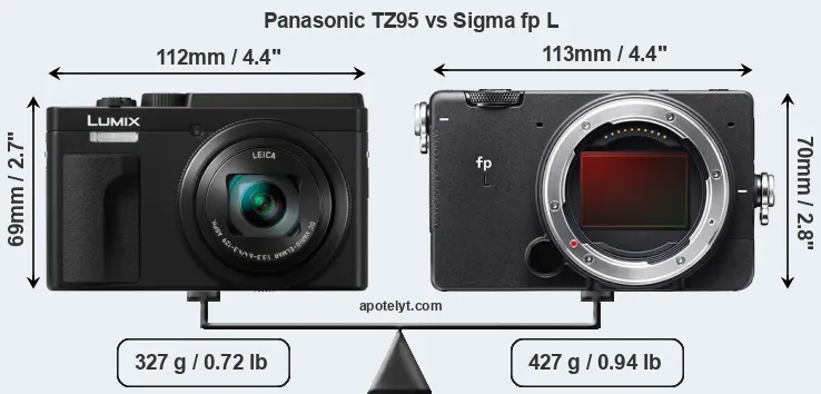 Size Panasonic TZ95 vs Sigma fp L