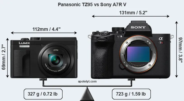 Size Panasonic TZ95 vs Sony A7R V