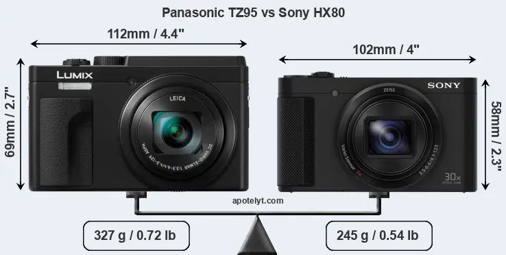 Size Panasonic TZ95 vs Sony HX80