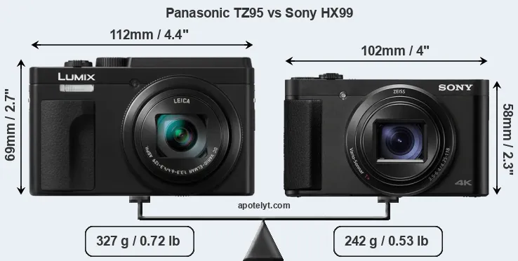 Size Panasonic TZ95 vs Sony HX99