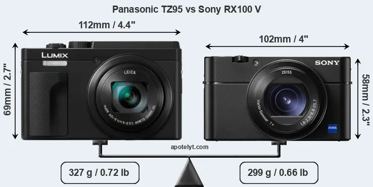 Size Panasonic TZ95 vs Sony RX100 V