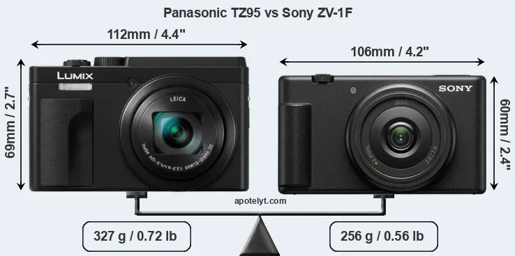 Size Panasonic TZ95 vs Sony ZV-1F