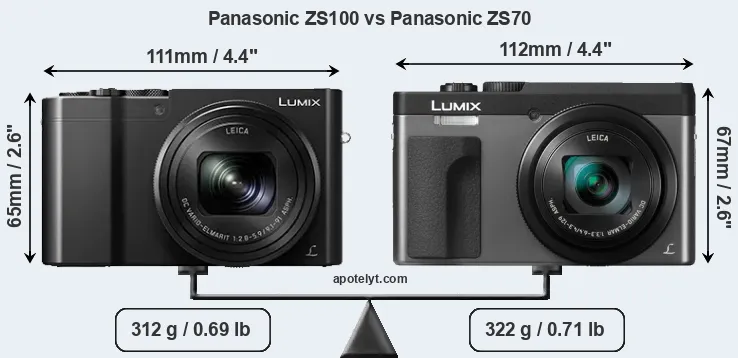 Size Panasonic ZS100 vs Panasonic ZS70