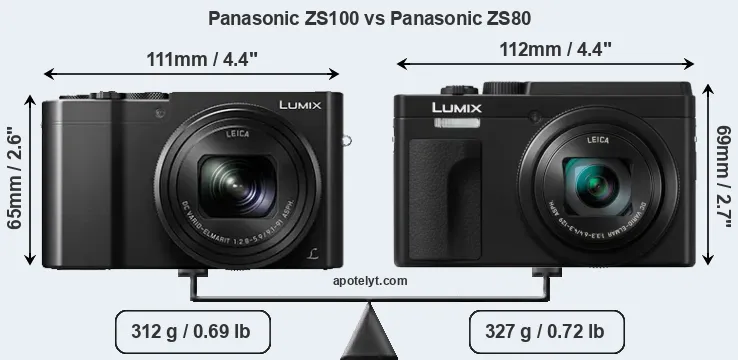 Size Panasonic ZS100 vs Panasonic ZS80