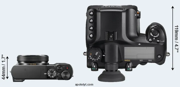 Compare ZS100 versus 645D top