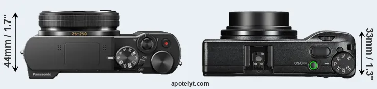 Compare ZS100 versus GR III top