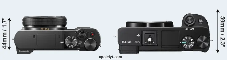 Compare ZS100 versus A6100 top