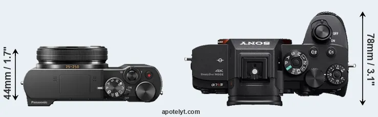Compare ZS100 versus A7R IV top