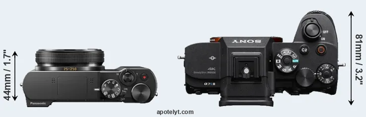 Compare ZS100 versus A7S III top